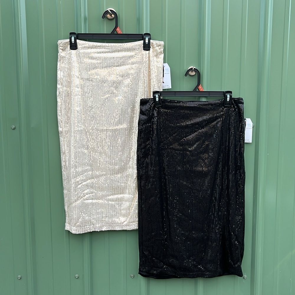 Women's Sequin Skirt with Side Slit, 2-Pack Size M
